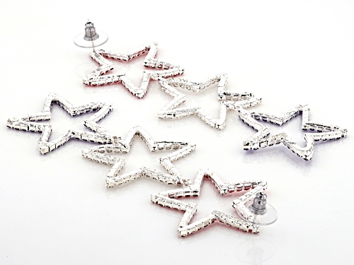 Off Park® Collection Red, White & Blue Crystal Silver Tone Star Dangle Earrings