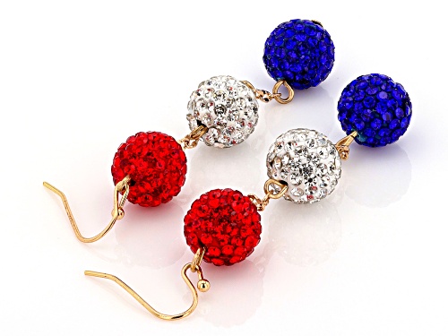 Off Park® Collection Red, White & Blue Crystal Gold Tone Dangle Earrings