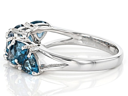 2.07ctw London Blue Topaz and 0.29ctw White Zircon Rhodium Over Sterling Silver Ring - Size 7