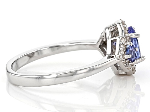 0.76ctw Mixed Shapes Tanzanite With 0.38ctw White Zircon Rhodium Over Sterling Silver Ring - Size 7