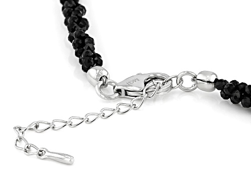 75.00ctw 2-2.5mm Rondelle Black Spinel Rhodium Over Sterling Silver Woven Lace Necklace - Size 18