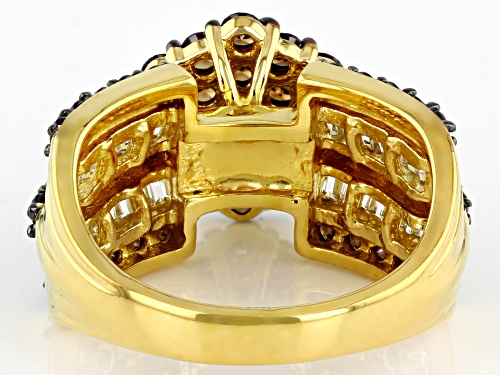 Pre-Owned Bella Luce ® 3.81ctw Mocha And White Diamond Simulants Eterno™ Yellow Ring (1.69ctw DEW) - Size 5