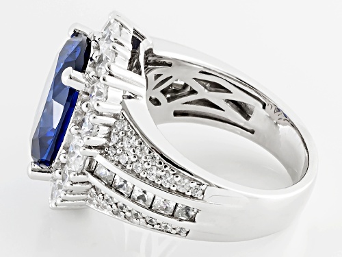 Pre-Owned Bella Luce ® Esotica ™ 8.06ctw Tanzanite & Diamond Simulants Rhodium Over Silver Ring - Size 8