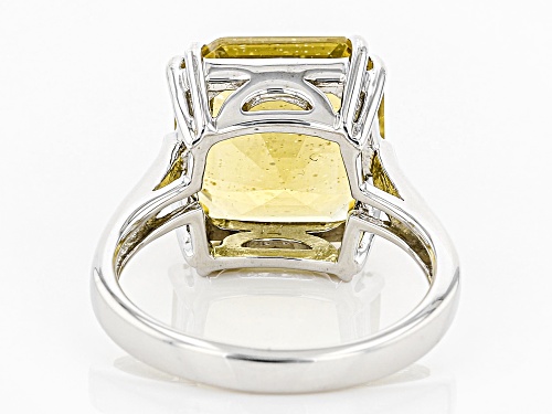 Pre-Owned 7.61CTW SQUARE OCTAGONAL ASSCHER CUT YELLOW APATITE STERLING SILVER SOLITAIRE RING - Size 7