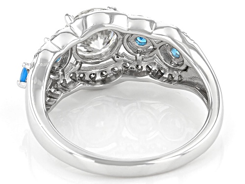 Pre-Owned MOISSANITE FIRE(R) 1.32CTW DEW AND NEON APATITE PLATINEVE(R) RING - Size 8