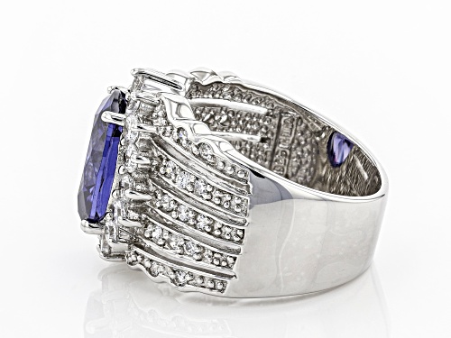 Pre-Owned Charles Winston For Bella Luce® Tanzanite And White Diamond Simulants Rhodium Over Sterlin - Size 5