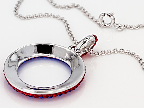 Pre-Owned Preciosa Crystal Red And Blue Circle Pendant With Chain