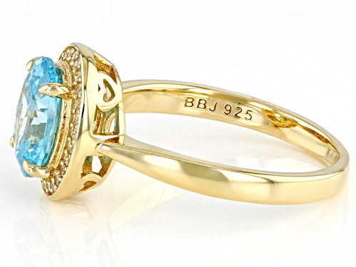 Pre-Owned Bella Luce ® 3.00ctw Aquamarine And White Diamond Simulants Eterno™ Yellow Ring - Size 8