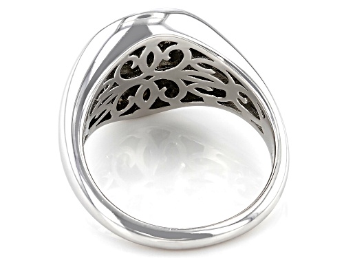 Pre-Owned MOISSANITE FIRE(R) .59CTW DEW ROUND PLATINEVE(R) TWO TONE FLEUR DE LIS MENS RING - Size 12
