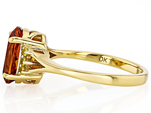 Pre-Owned 2.13ct Oval Madeira Citrine With 0.10ctw Round Yellow Diamond 18K Yellow Gold Over Silver - Size 9