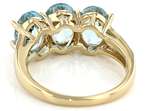 Pre-Owned Exotic Jewelry Bazaar™ 2.83ctw 8x6mm Oval Cabo Delgado Blue Apatite 18k Gold Over Silver R - Size 9