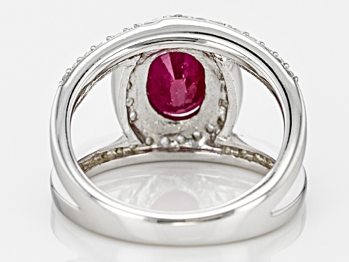 Pre-Owned 1.44ct Oval Mahaleo® Ruby With .71ctw Round White Zircon Sterling Silver Ring - Size 8