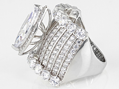 Pre-Owned Bella Luce ® 9.18ctw White Diamond Simulant Rhodium Over Sterling Silver Ring (5.82ctw DEW - Size 5