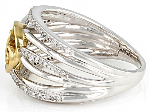 Pre-Owned Open Hearts by Jane Seymour® .30ctw White Diamond Rhodium And 14k Yellow Gold Over Silver - Size 5