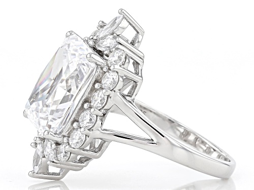 Pre-Owned Bella Luce ® 13.69ctw White Diamond Simulant Rhodium Over Sterling Silver Ring (7.32ctw DE - Size 5
