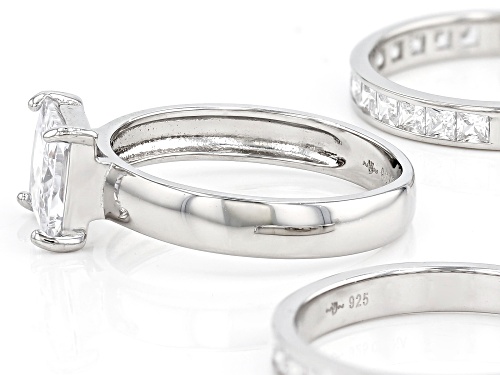 Pre-Owned Bella Luce ® 4.48ctw White Diamond Simulants Rhodium Over Silver Ring With Bands (3.52ctw - Size 12