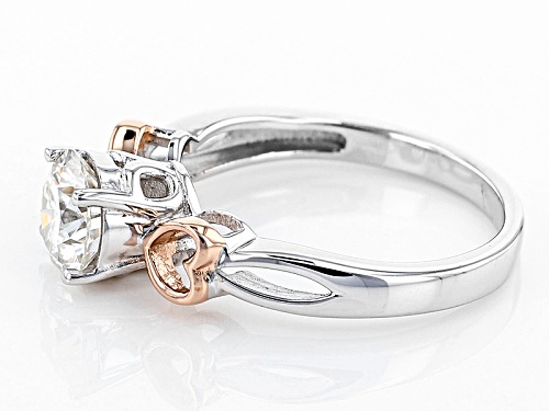 Pre-Owned Moissanite Fire® 1.00ctw Dew Platineve™ And 14k Rose Gold Accent Over Platineve™ Ring - Size 11