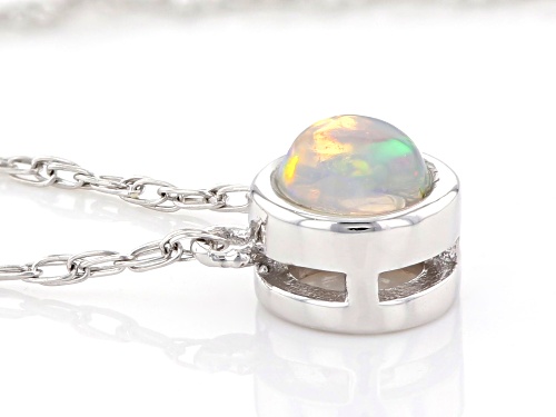 Pre-Owned .07ct Round Ethiopian Opal Solitaire, Rhodium Over 10k White Gold Child's Necklace - Size 10