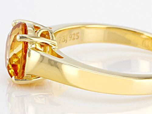 Pre-Owned 1.60ct Round Brazilian Citrine 18k Yellow Gold Over Sterling Silver November Birthstone Ri - Size 10