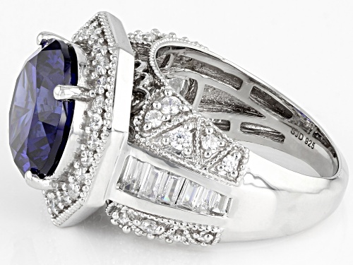 Pre-Owned Bella Luce® Esotica™ 12.90ctw Tanzanite And White Diamond Simulants Platinum Over Silver R - Size 5