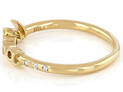 Pre-Owned 0.07ctw Round White Zircon 18k Yellow Gold Over Sterling Silver Libra Ring - Size 6
