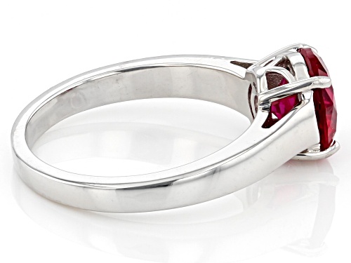 Pre-Owned 1.87ct Round Lab Created Ruby Rhodium Over Sterling Silver Solitaire July Birthstone Ring - Size 8