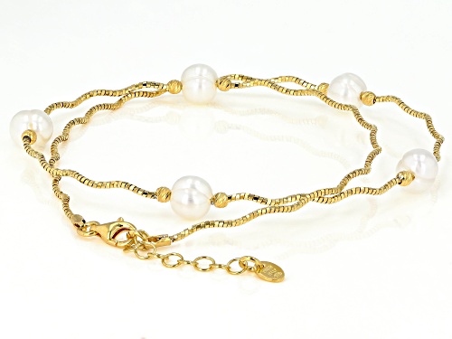 Pre-Owned 7-8mm White Cultured Freshwater Pearl 18k Yellow Gold Over Sterling Silver Necklace - Size 18