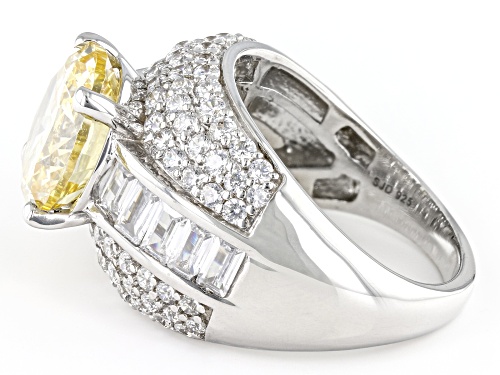 Pre-Owned Bella Luce® 11.40ctw Canary And White Diamond Simulants Platinum Over Sterling Silver Ring - Size 5