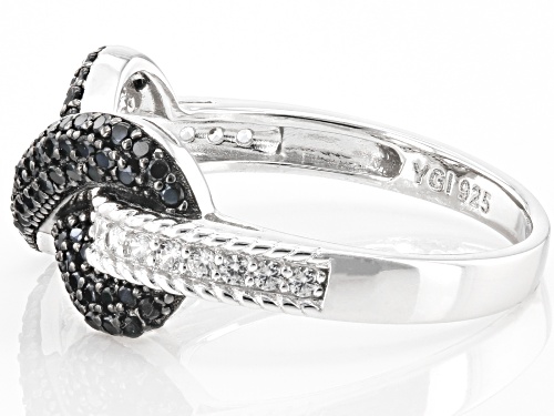 Pre-Owned 0.47ctw Black Spinel With 0.14ctw White Zircon Rhodium Over Sterling Silver 