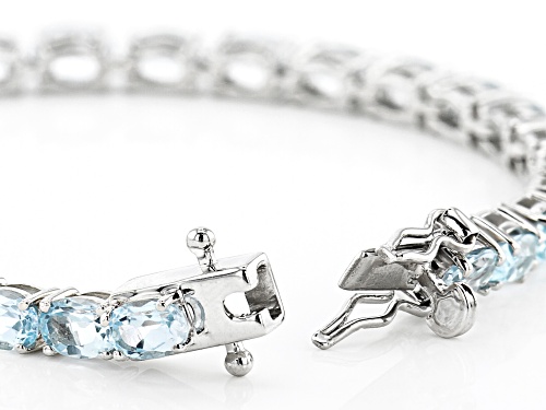 Pre-Owned 12.67ctw Oval Glacier Topaz™ Rhodium Over Sterling Silver Tennis Bracelet - Size 7.25