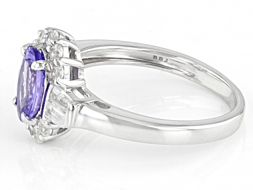 Pre-Owned 1.12ct Tanzanite With 0.84ctw White Zircon Rhodium Over Sterling Silver Ring - Size 9