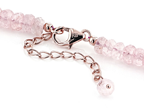 Pre-Owned 9-6mm Rondelle Morganite 18K Rose Gold Over Sterling Silver Necklace - Size 18