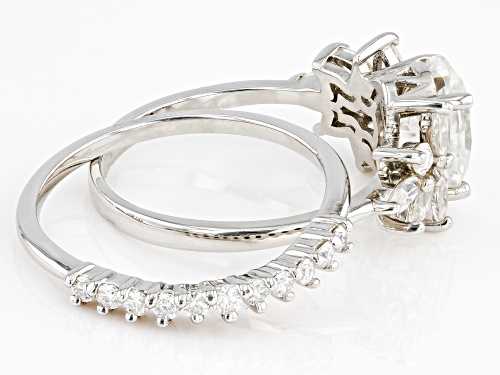 Pre-Owned MOISSANITE FIRE(R) 3.03CTW DEW OVAL & MARQUISE & ROUND PLATINEVE(R) RING WITH BAND - Size 11
