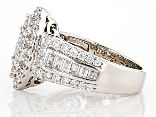 Pre-Owned Bella Luce® 4.00ctw White Diamond Simulant Rhodium Over Sterling Silver Ring(2.42ctw DEW) - Size 5