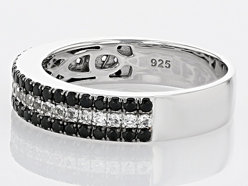 Pre-Owned 0.85ctw Round Black Spinel With 0.51ctw White Zircon Rhodium Over Sterling Silver Men's Ba - Size 11