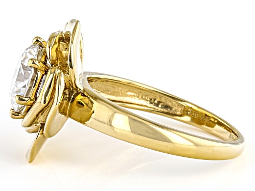 Pre-Owned MOISSANITE FIRE(R) 1.90CT DEW ROUNDD 14K YELLOW GOLD OVER SILVER RING - Size 6