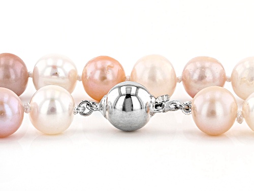 Pre-Owned 8-9mm Multi-Color Cultured Freshwater Pearl Rhodium Over Sterling Silver 24 Inch Strand Ne - Size 24