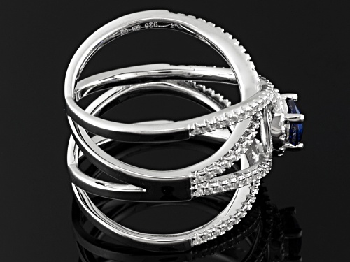 Pre-Owned Bella Luce ® Esotica ™ 1.93ctw Tanzanite & White Diamond Simulants Rhodium Over Silver Rin - Size 6