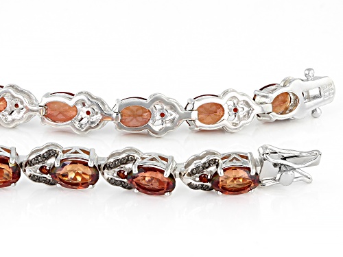 Pre-Owned 13.09ctw Labradorite & .40ctw Vermelho Garnet™ & Red Diamond Accent Rhodium Over Silver Br - Size 8