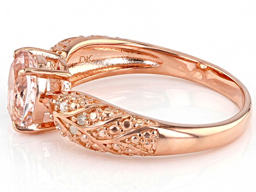 Pre-Owned 0.94ct Oval Morganite And 0.09ctw Round White Diamond Accent 18k Rose Gold Over Sterling S - Size 9