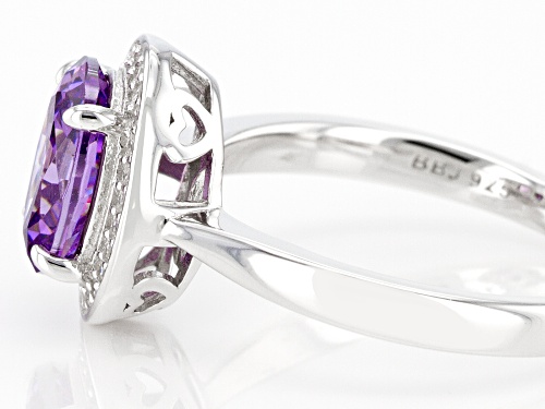 Pre-Owned Bella Luce ® 3.22ctw Amethyst And White Diamond Simulants Rhodium Over Sterling Silver Rin - Size 10