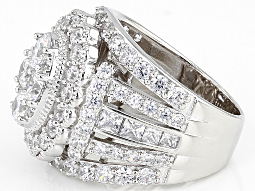 Pre-Owned Bella Luce® 7.43ctw White Diamond Simulant Rhodium Over Sterling Silver Ring(4.50ctw DEW) - Size 5