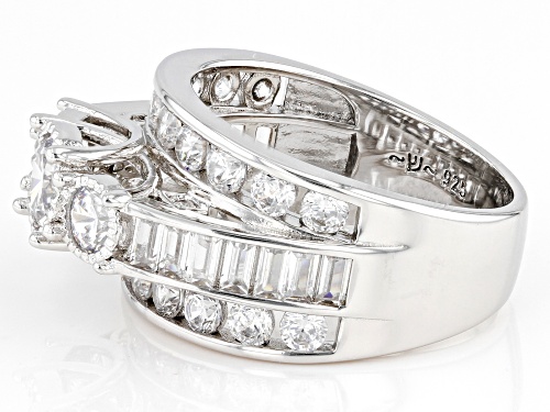 Pre-Owned Bella Luce® 4.72ctw White Diamond Simulant Rhodium Over Sterling Silver Ring 2.86ctw DEW) - Size 12