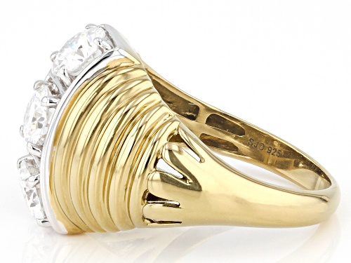 Pre-Owned MOISSANITE FIRE(R) 1.50CTW DEW ROUND 14K YELLOW GOLD OVER SILVER RING - Size 8