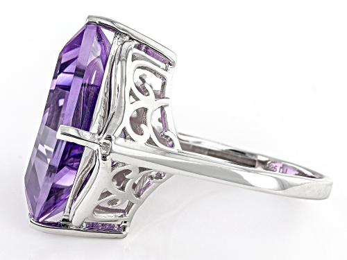 Pre-Owned 7.60ct Square Lavender Amethyst Rhodium Over Sterling Silver Ring - Size 6
