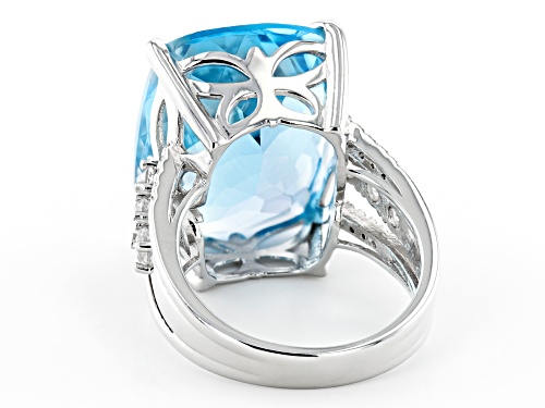 Pre-Owned 23.00ct Glacier Topaz™ With 0.98ctw White Topaz Rhodium Over Silver Ring - Size 8