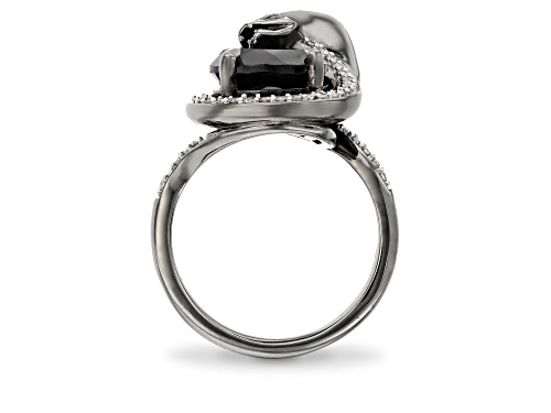 Pre-Owned Enchanted Disney Villains Jafar Ring Black Onyx & Black Diamond Black Rhodium Over Silver - Size 8
