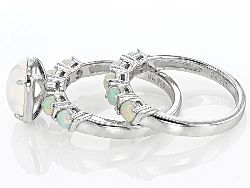 Pre-Owned 1.52ctw Ethiopian Opal Rhodium Over Sterling Silver Ring - Size 9