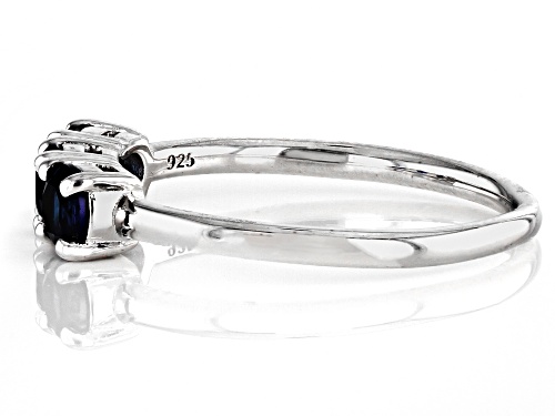 Pre-Owned 0.79ctw Round Lab Created Sapphire Rhodium Over Sterling Silver September Birthstone 3-Sto - Size 9