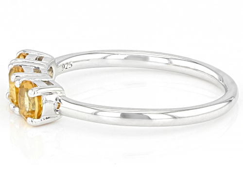 Pre-Owned 0.64ctw Round Citrine Rhodium Over Sterling Silver November Birthstone 3-Stone Ring - Size 10